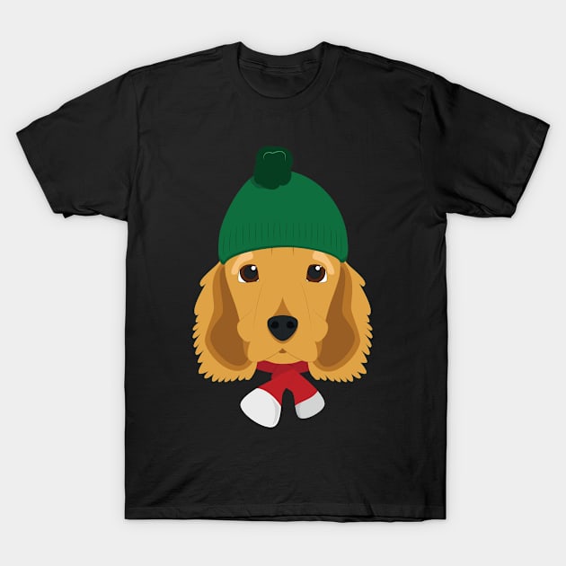 English Cocker Spaniel Dog With Green Santa's Hat Funny Xmas Gift T-Shirt by salemstore